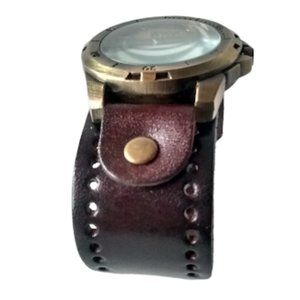 Dark Brown Retro Style Wide Band Leather Watch